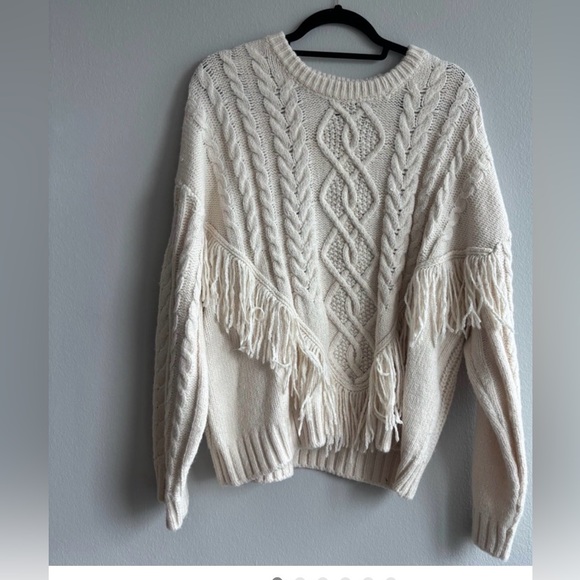 🤍Cream Fringe Sweater - Picture 1 of 6